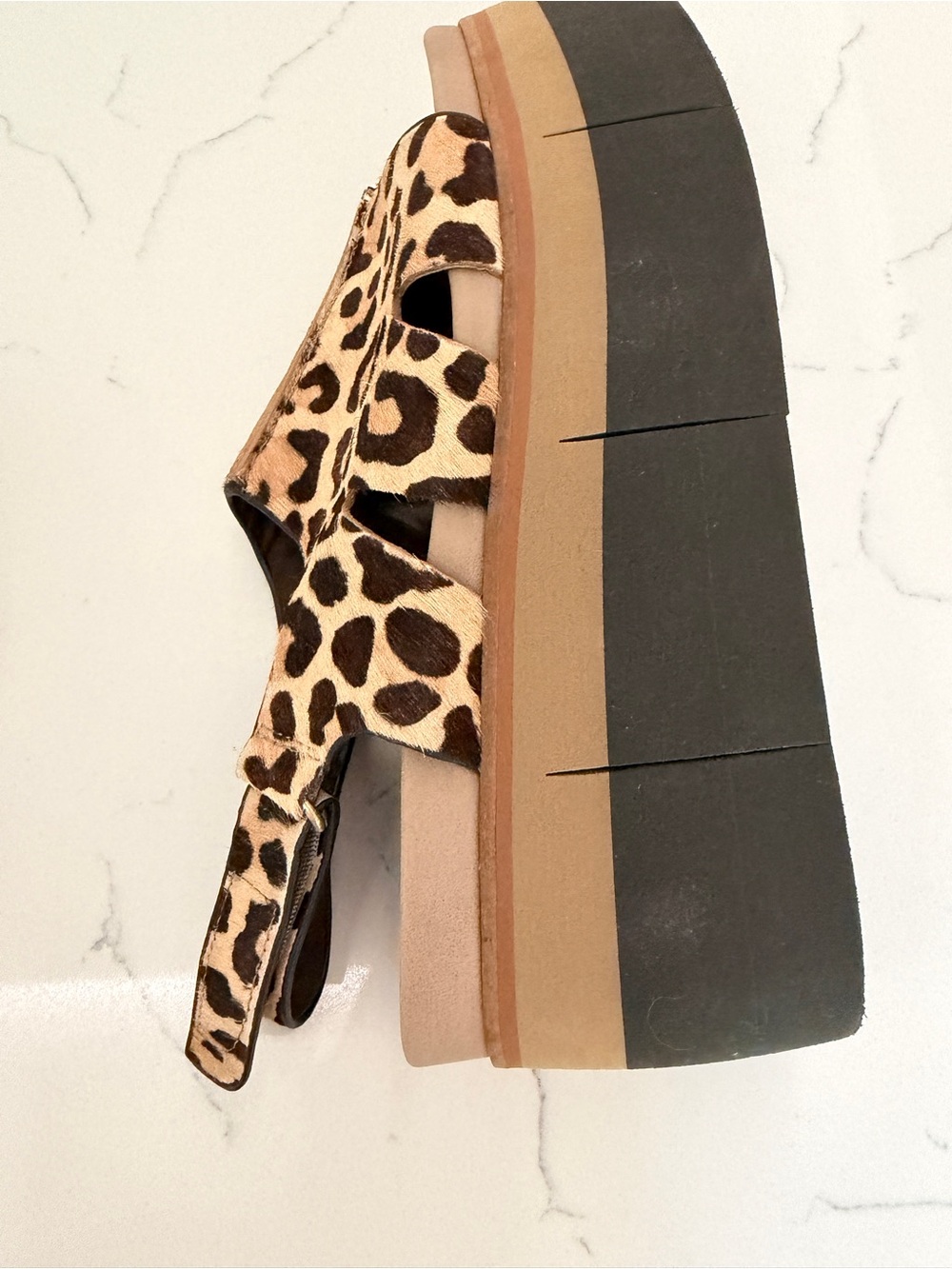 Naked Feet Leopard Print Platform Sandals - Tan/Black - Picture 4 of 9